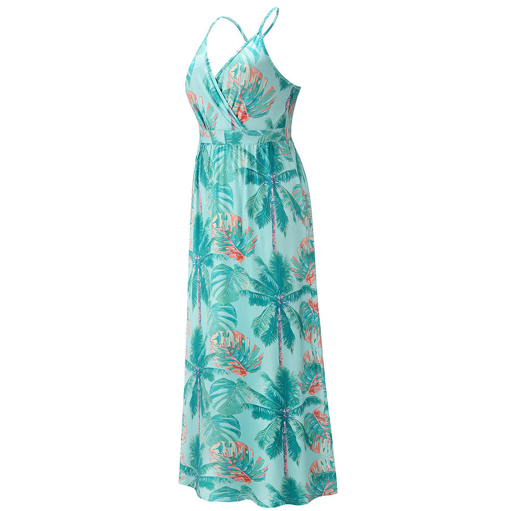 3D Printed Spaghetti Strap Long Dress