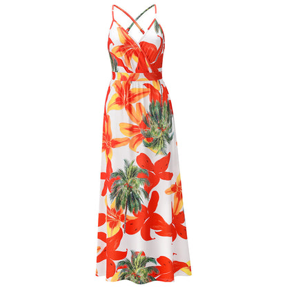 3D Printed Spaghetti Strap Long Dress
