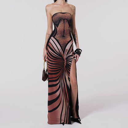 3D printed strapless dress for women's fashion and elegance