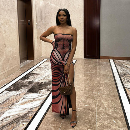 3D printed strapless dress for women's fashion and elegance
