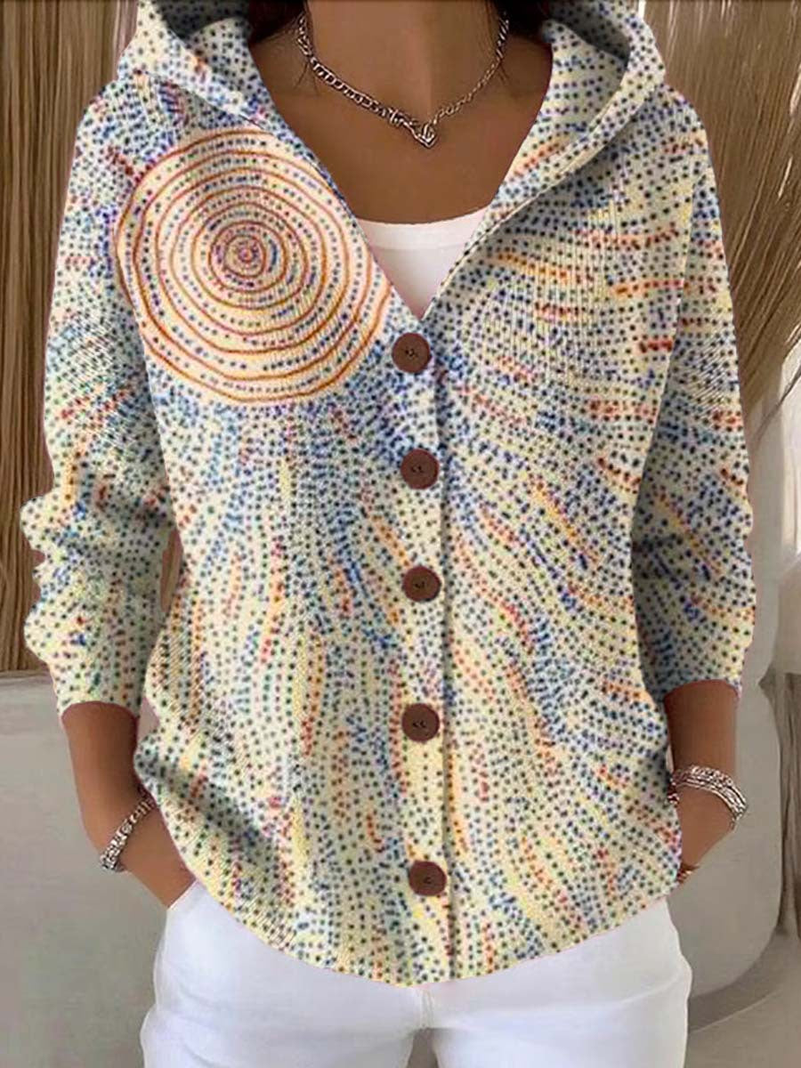 3D Printed Women's Fashion Hooded Thick-Knit Sweatshirt