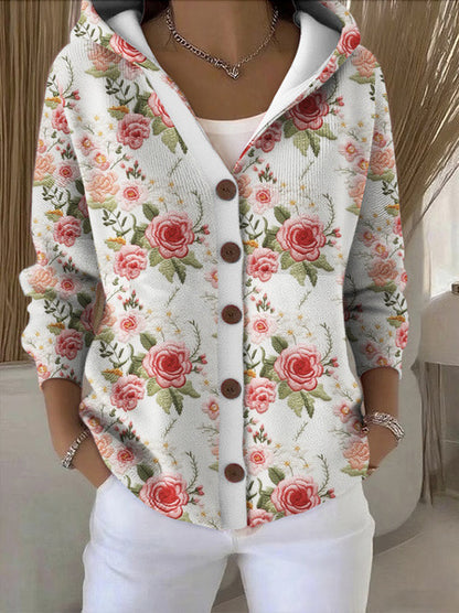 3D Printed Women's Fashion Hooded Thick-Knit Sweatshirt