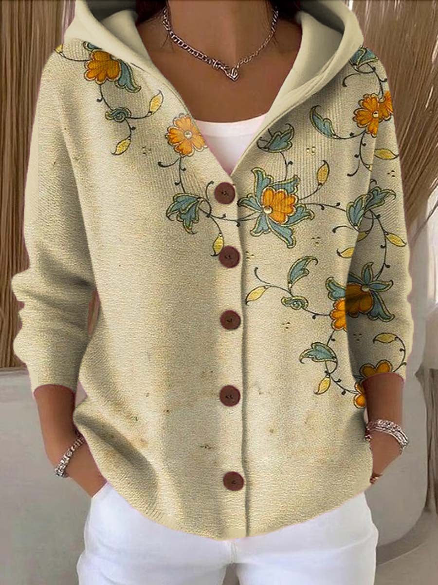 3D Printed Women's Fashion Hooded Thick-Knit Sweatshirt