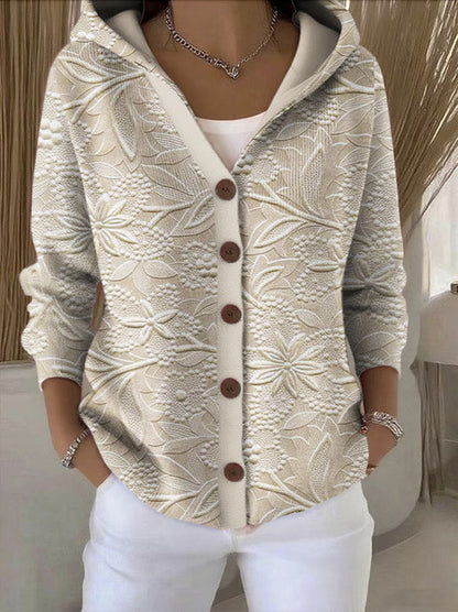 3D Printed Women's Fashion Hooded Thick-Knit Sweatshirt
