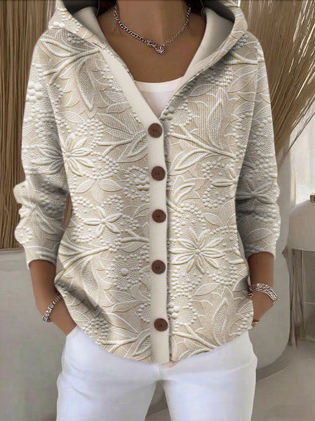 3D Printed Women's Fashion Hooded Thick-Knit Sweatshirt