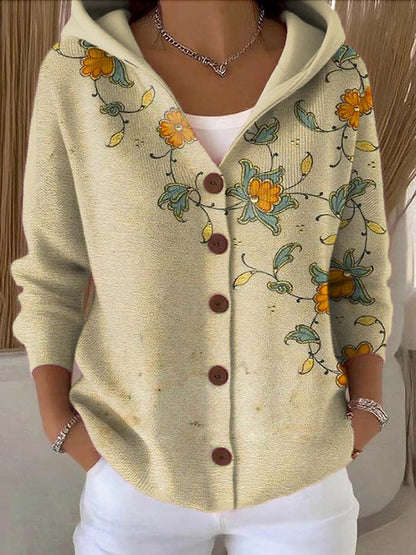 3D Printed Women's Fashion Hooded Thick-Knit Sweatshirt