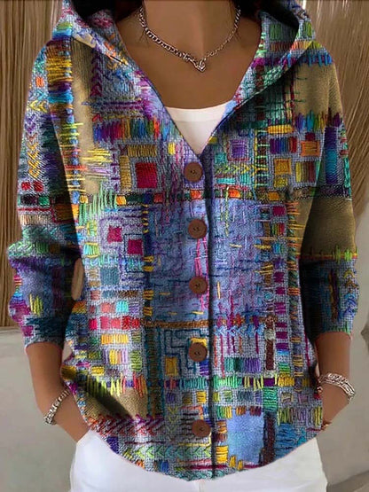 3D Printed Women's Fashion Hooded Thick-Knit Sweatshirt