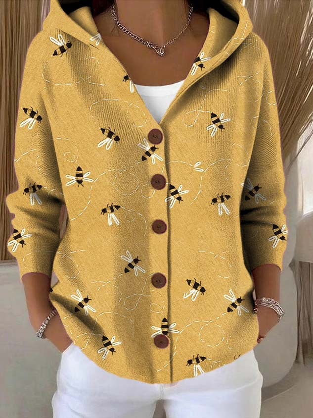 3D Printed Women's Fashion Hooded Thick-Knit Sweatshirt