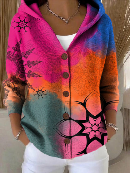 3D Printed Women's Fashion Hooded Thick-Knit Sweatshirt