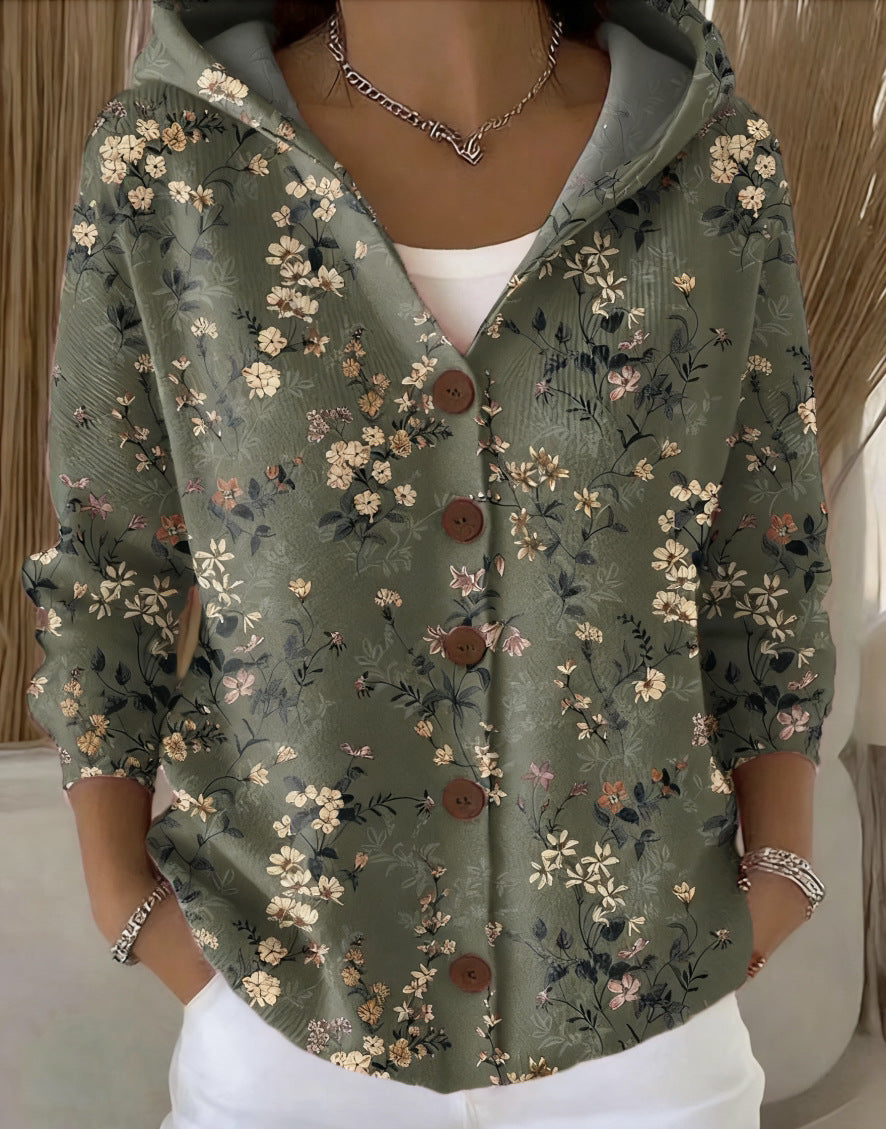 3D Printed Women's Fashion Hooded Thick-Knit Sweatshirt