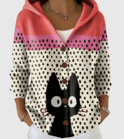 3D Printed Women's Fashion Hooded Thick-Knit Sweatshirt