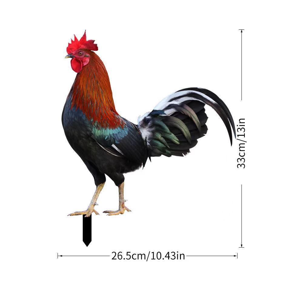 3D Rooster Acrylic Mirror Garden Decoration