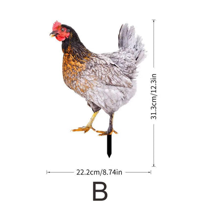 3D Rooster Acrylic Mirror Garden Decoration