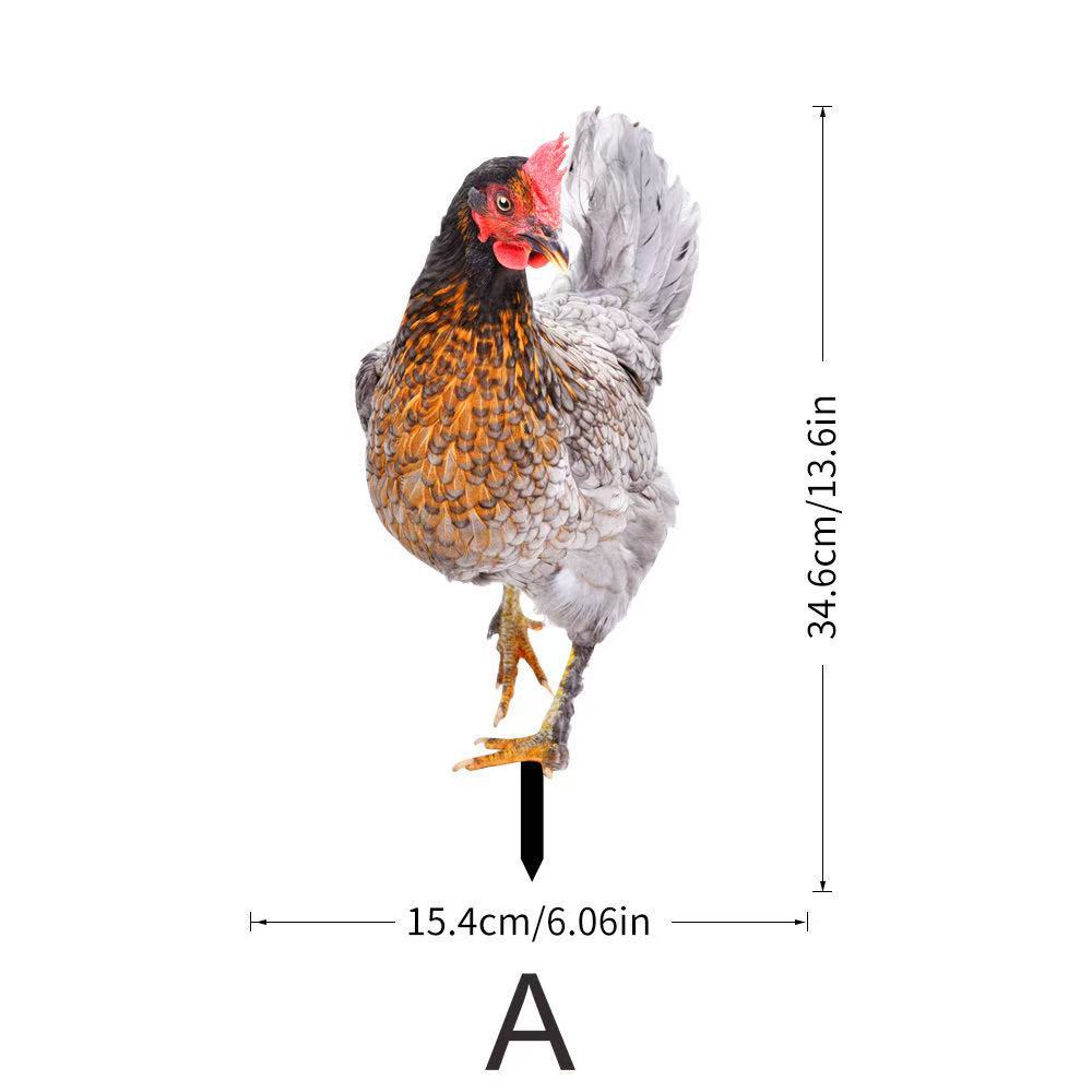 3D Rooster Acrylic Mirror Garden Decoration