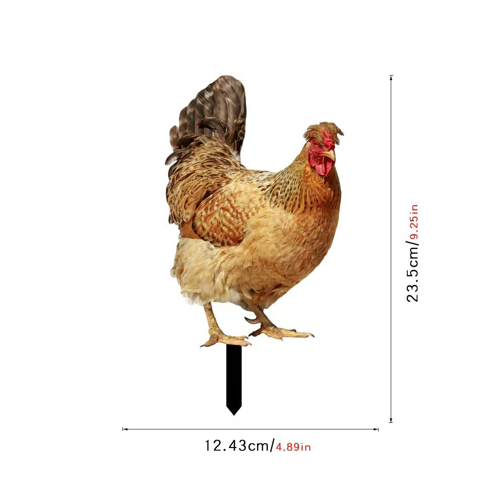 3D Rooster Acrylic Mirror Garden Decoration