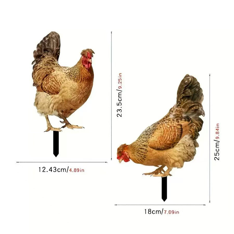 3D Rooster Acrylic Mirror Garden Decoration