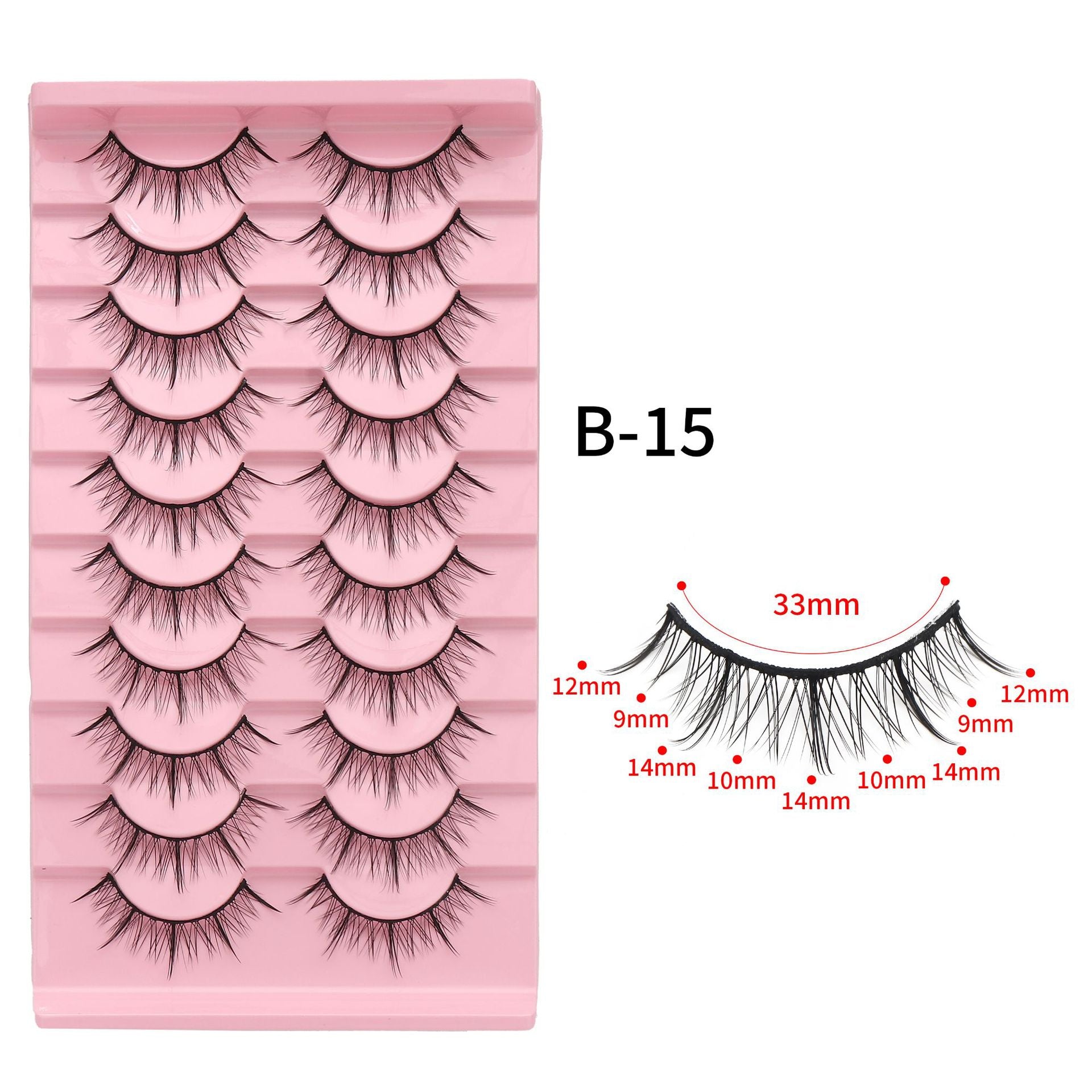 3D Soft False Eyelashes 10 Pairs Pointed Tail