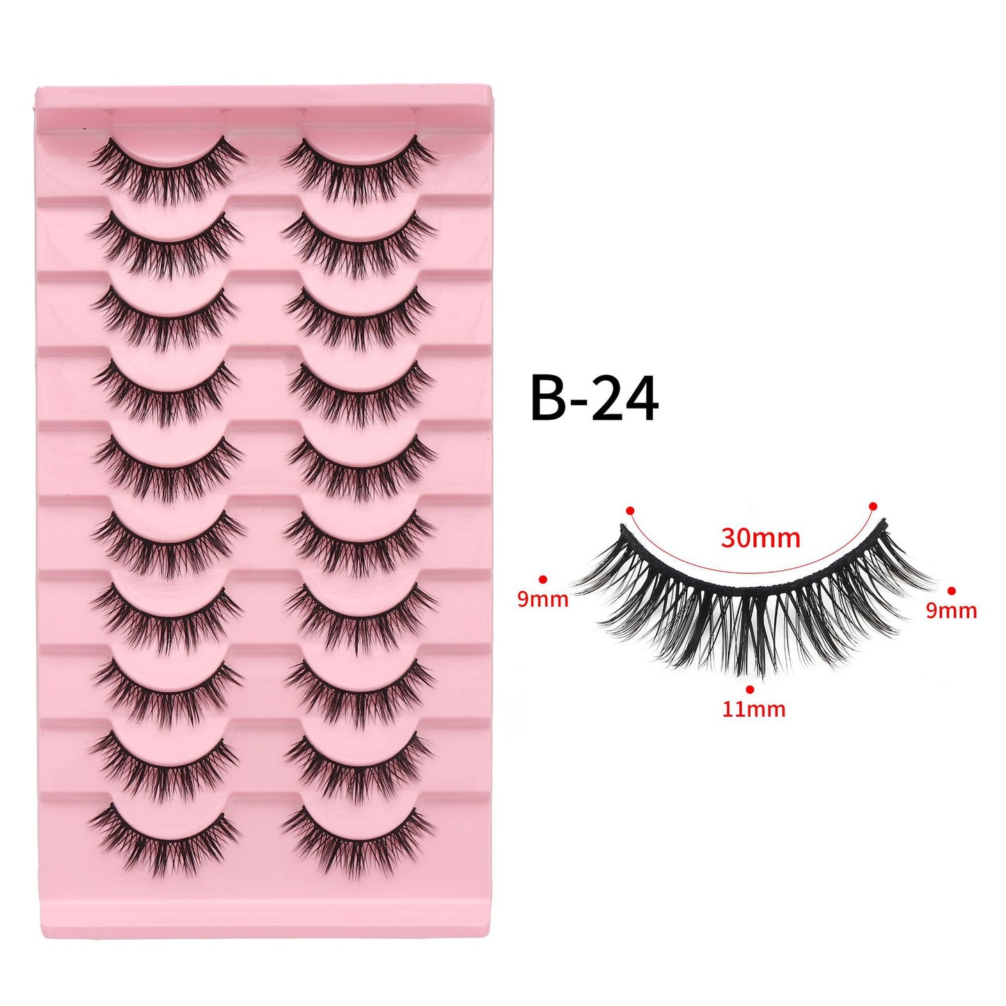 3D Soft False Eyelashes 10 Pairs Pointed Tail