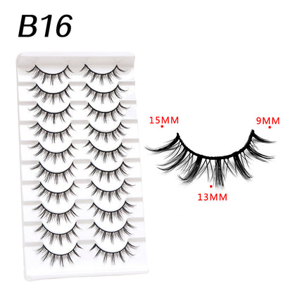 3D Soft False Eyelashes 10 Pairs Pointed Tail