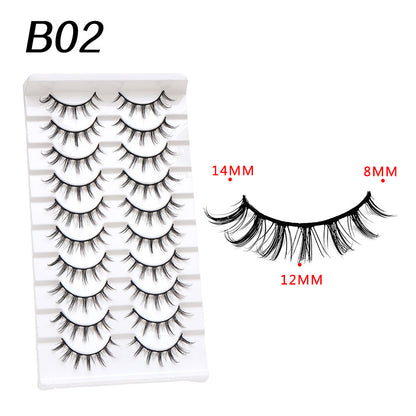 3D Soft False Eyelashes 10 Pairs Pointed Tail