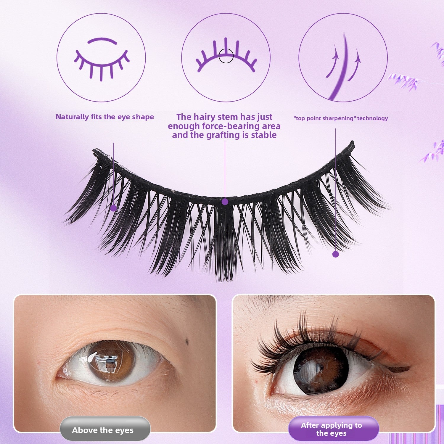 3D Soft False Eyelashes 10 Pairs Pointed Tail
