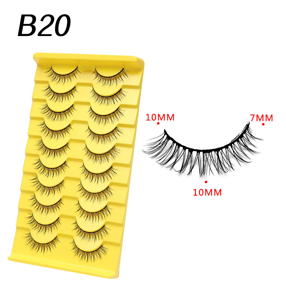 3D Soft False Eyelashes 10 Pairs Pointed Tail