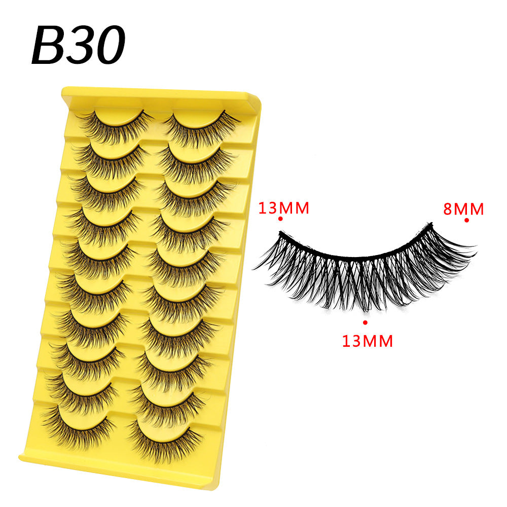 3D Soft False Eyelashes 10 Pairs Pointed Tail