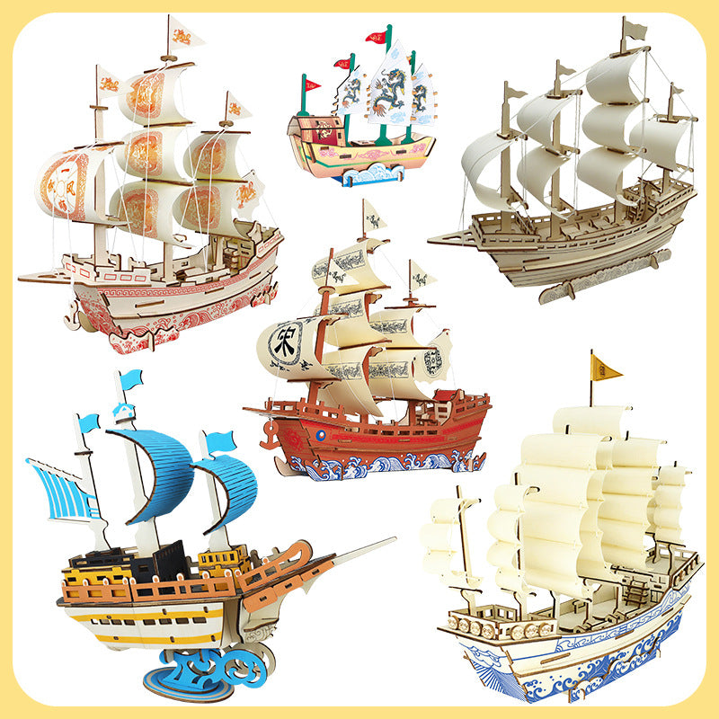 3D Wooden Ship Model Puzzle