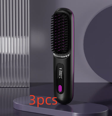 2-in-1 Hair Straightener Brush Wireless Fast Heating Comb
