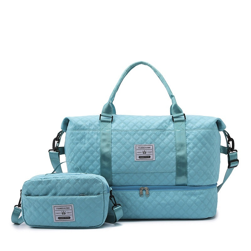 Large Capacity Quilted Embroidered Crossbody Travel Bag