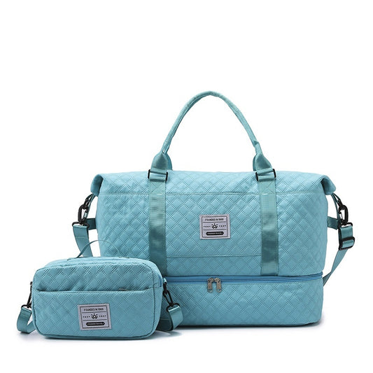 Large Capacity Quilted Embroidered Crossbody Travel Bag