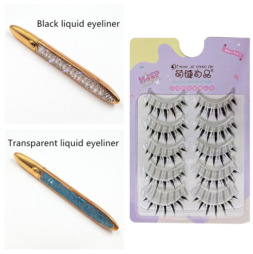 False Eyelashes with Self-Adhesive Eyeliner Multicolor Set