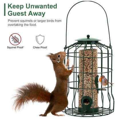 Squirrel-Proof Metal Bird Feeder with 4 Ports for Songbirds