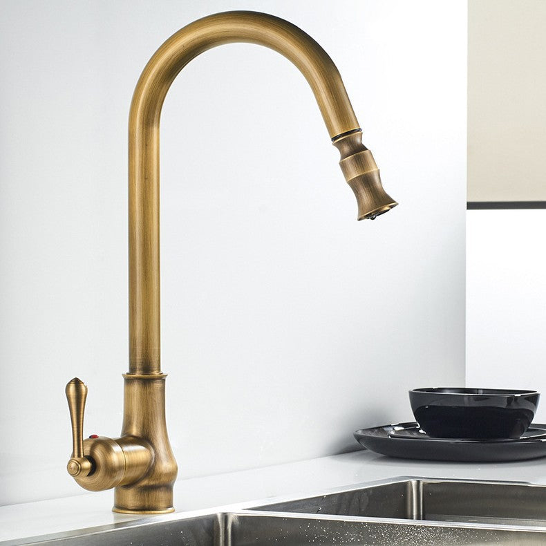 Antique Pull-Out Kitchen Faucet for Vintage Sink Style Uses