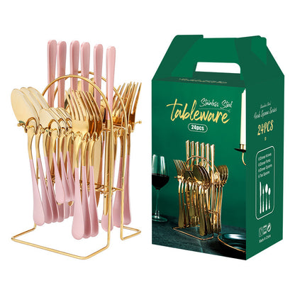 Gold Dinnerware Set Stainless Steel Knife Fork Spoon Luxury
