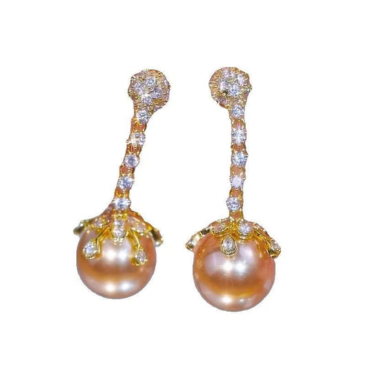 Champagne Pearl Elegant Earrings for Women Fashion Jewelry