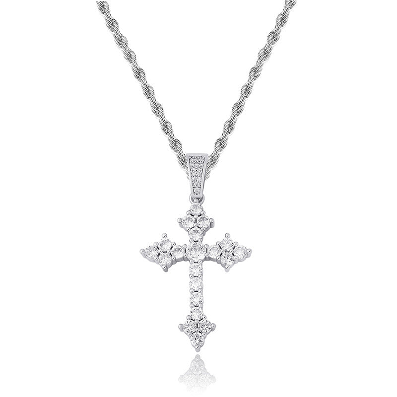 Buy Retro Cross Pendant with Full Zirconia Religious Necklace