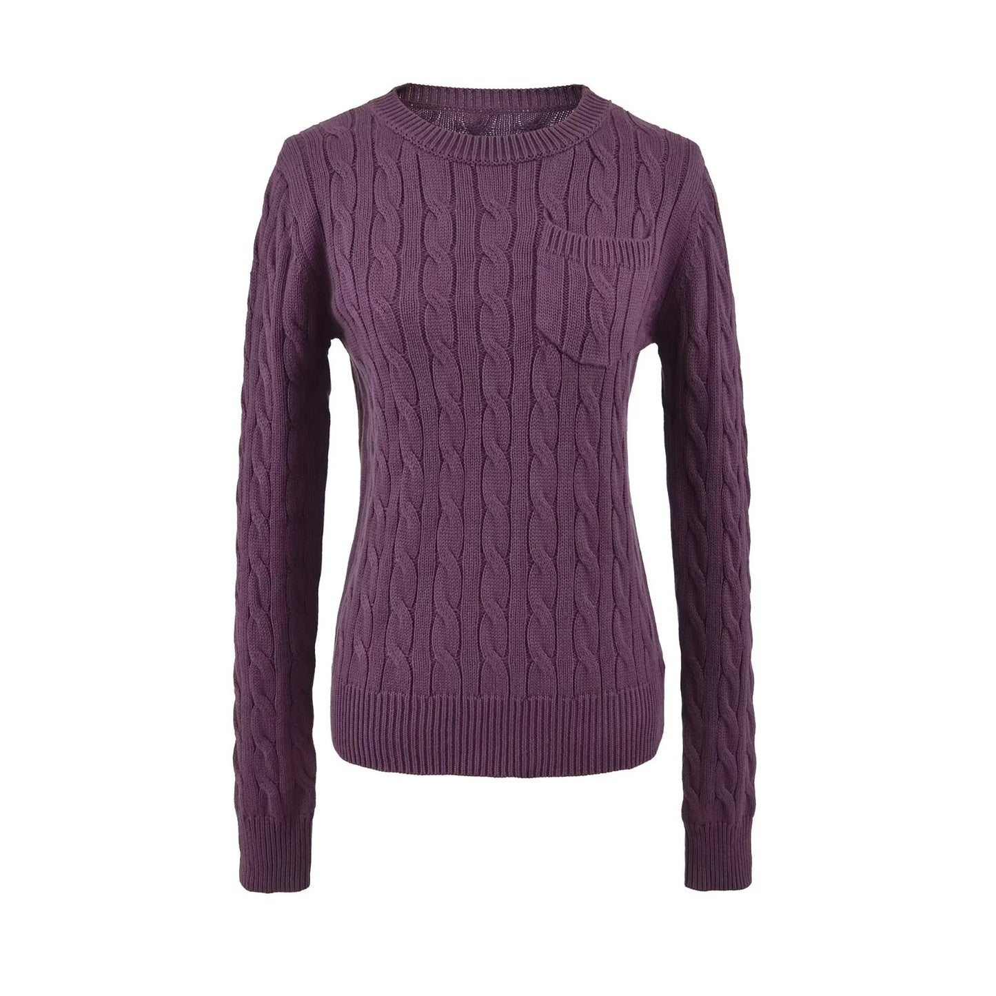 Stylish Korean-Style Relaxed Purple Sweater for Petite Women