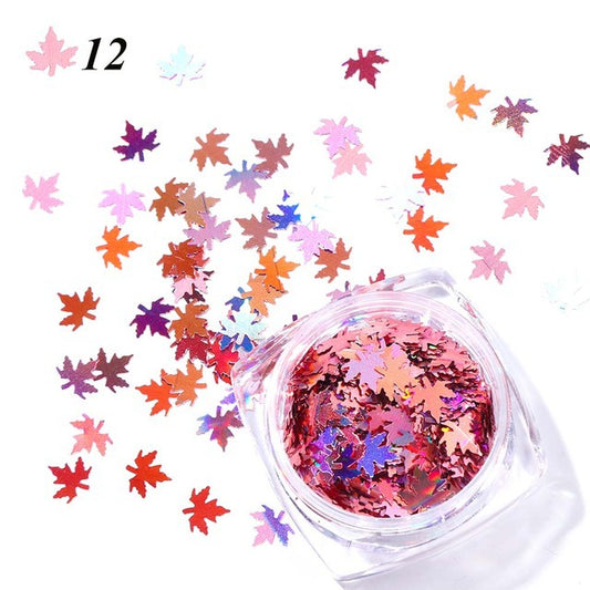 Maple Leaf Gradient Nail Sequins Stylish Nail Decorations