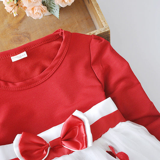 Long Sleeve Flower Bow Dress – Perfect for Special Occasions