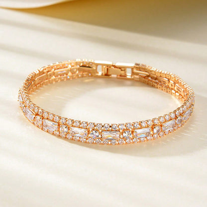 Full Diamond Green Zircon Bracelet Stylish Jewelry Men Women