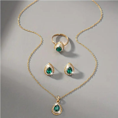 Women’s Gem Jewelry Set – Necklace, Earrings, Ring & Bracelet