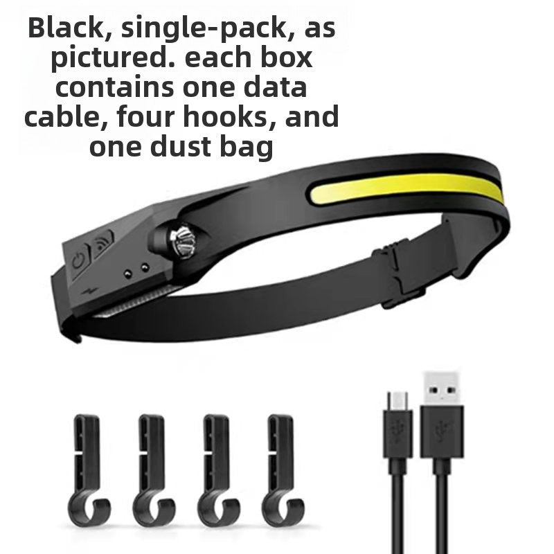 USB Rechargeable Sensor Headlamp for Hiking and Work Tasks