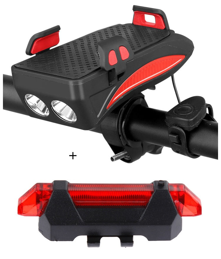 Motorcycle Bicycle Phone Holder with Charging & Front Lamp