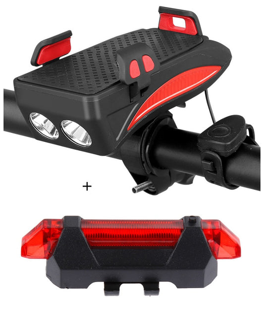 Motorcycle Bicycle Phone Holder with Charging & Front Lamp