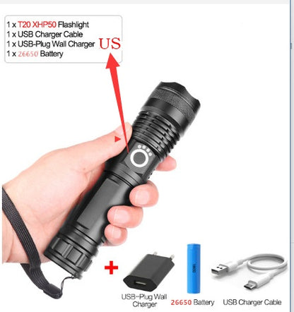 USB Charging Zoom P50 Flashlight – High Power LED Torch