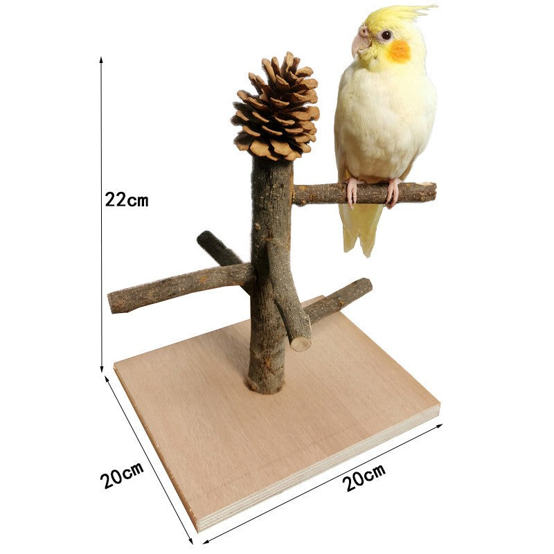 Parrot Training Station Frame – Solid Wood Bird Shelf & Toys