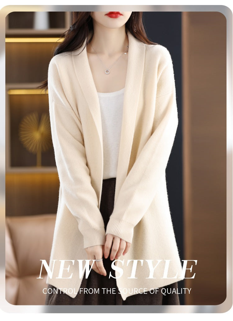 Buy Women’s Stylish Loose-Fitting Mid-Length Knit Cardigan Online