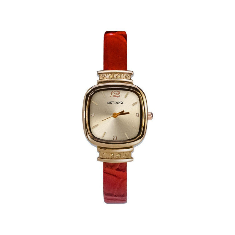 Retro-Style Womens Watch with Minimalist Square Dial