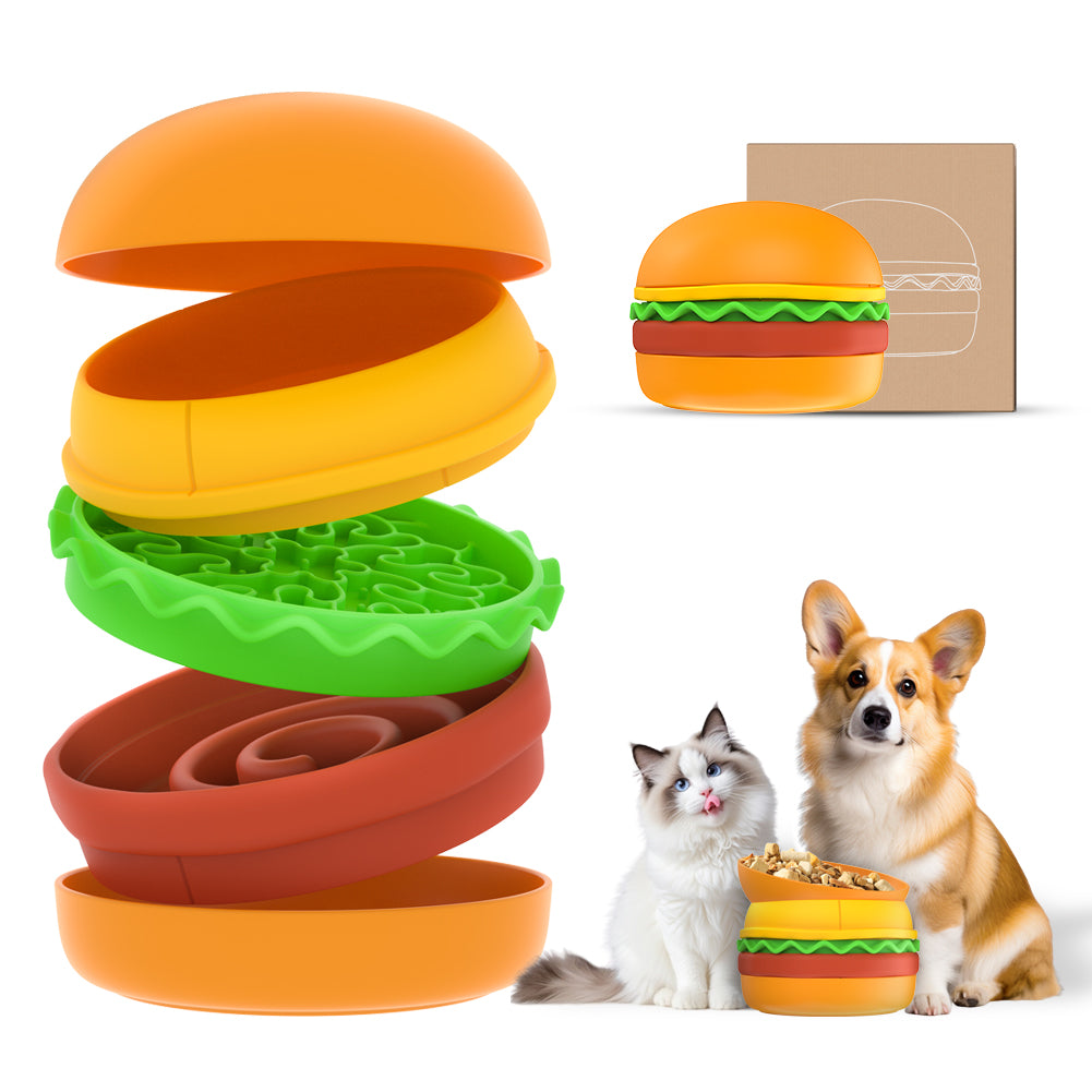 Hamburger Style Pet Cat & Dog Bowl – Multi-layer Five-in-one